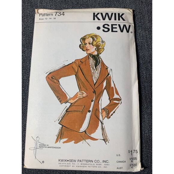 Kwik Sew Misses Jacket Sewing Pattern sz 12-16 734 - uncut - Picture 9 of 9